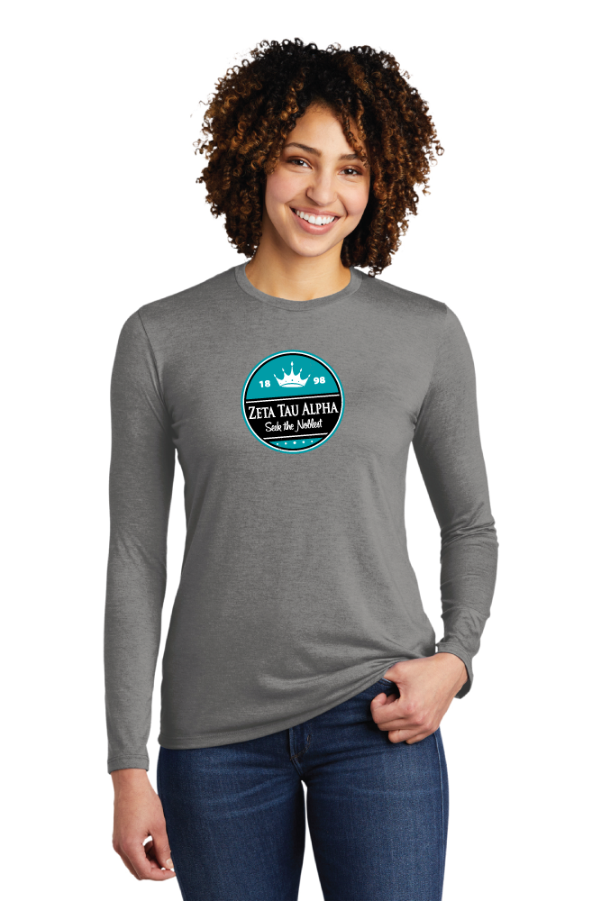 ZTA – Women’s Tri-Blend Long Sleeve Tee – Circular Name Logo | ERM ...